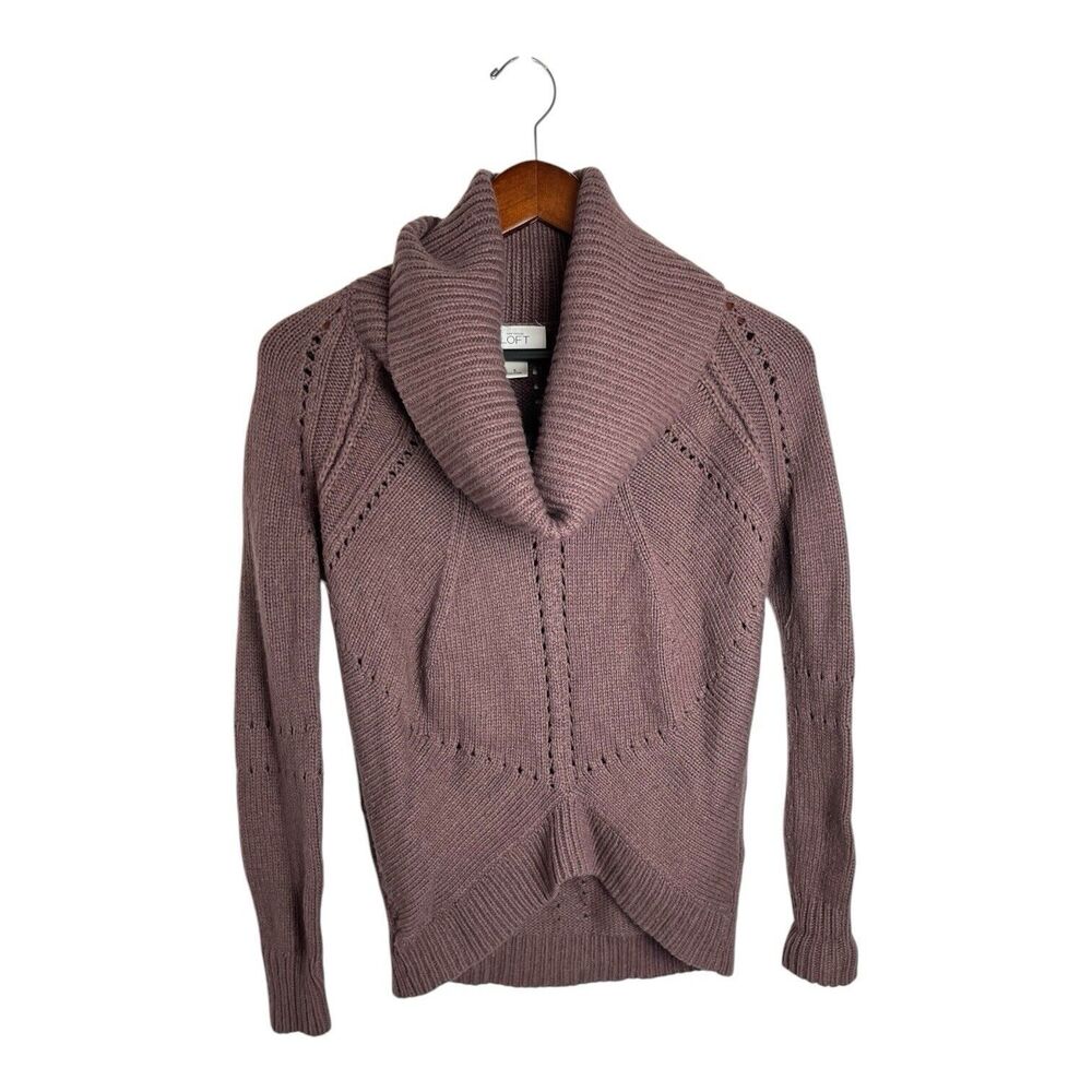 Ann Taylor Loft Sweater Women’s Small Purple Long Sleeve Cowl Neck Pullover Knit